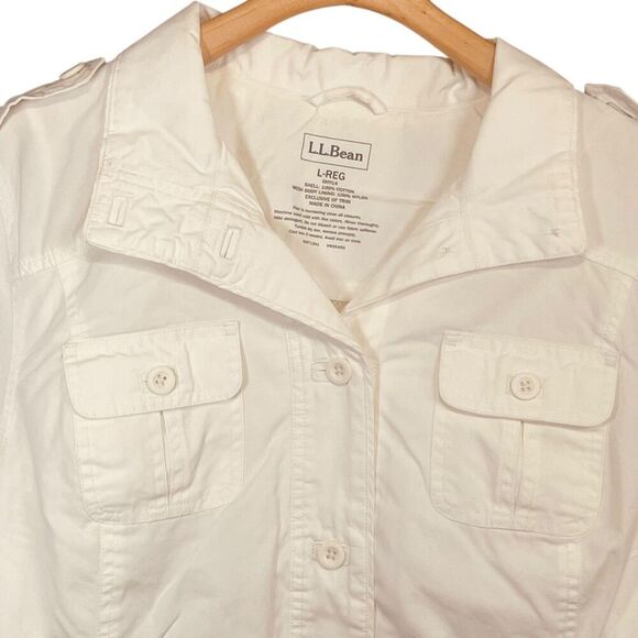L.L.Bean | Classic Utility Safari Cotton Jacket White Size L | EUC - Picture 4 of 10